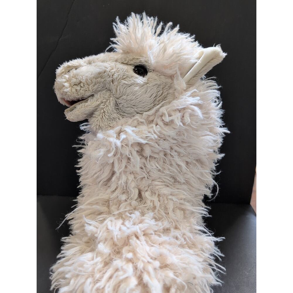 FOLKMANIS PLUSH SHAGGY ALPACA STAGE PUPPET Beige 16‎ Inch